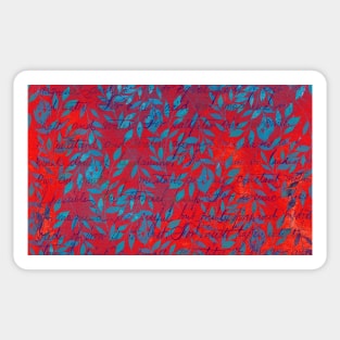 Red and blue botanical pattern pet bandana Sticker